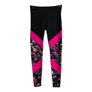 Champion Womens Athletic Pants S Small Duodry Pink Black FLoral Gym Workout